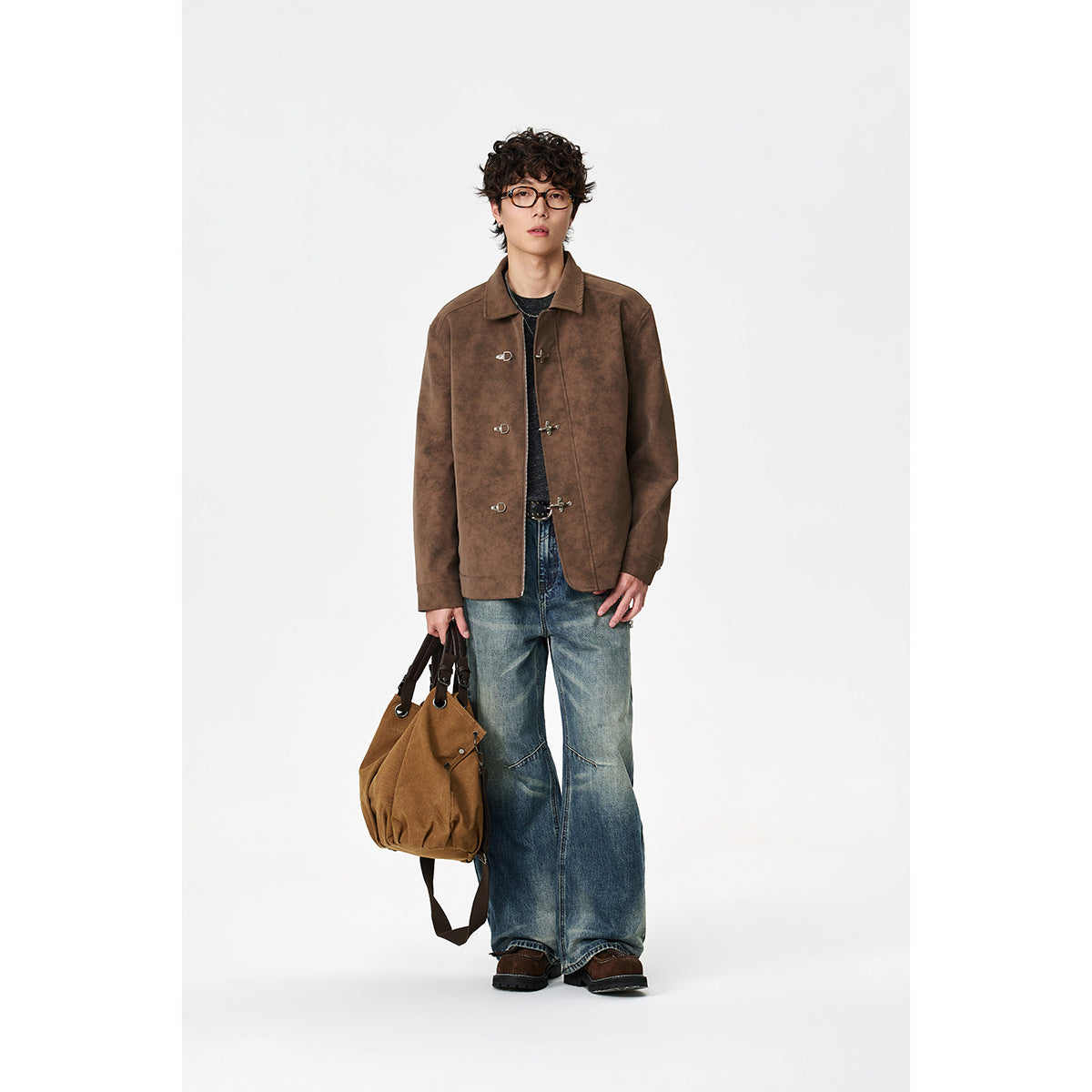 Unisex Short-cut Blouson in suede look with distinctive toggle closures Chichicherry