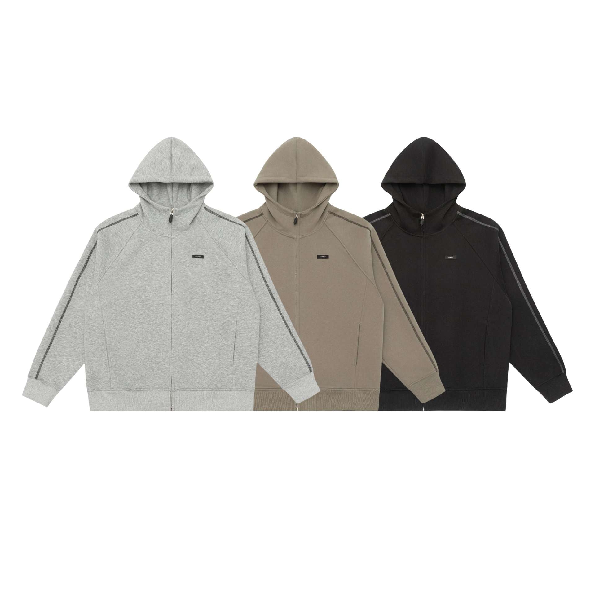 Unisex Oversize Zip Hoodie with Raglan Seams and Ribbed Cuffs Chichicherry