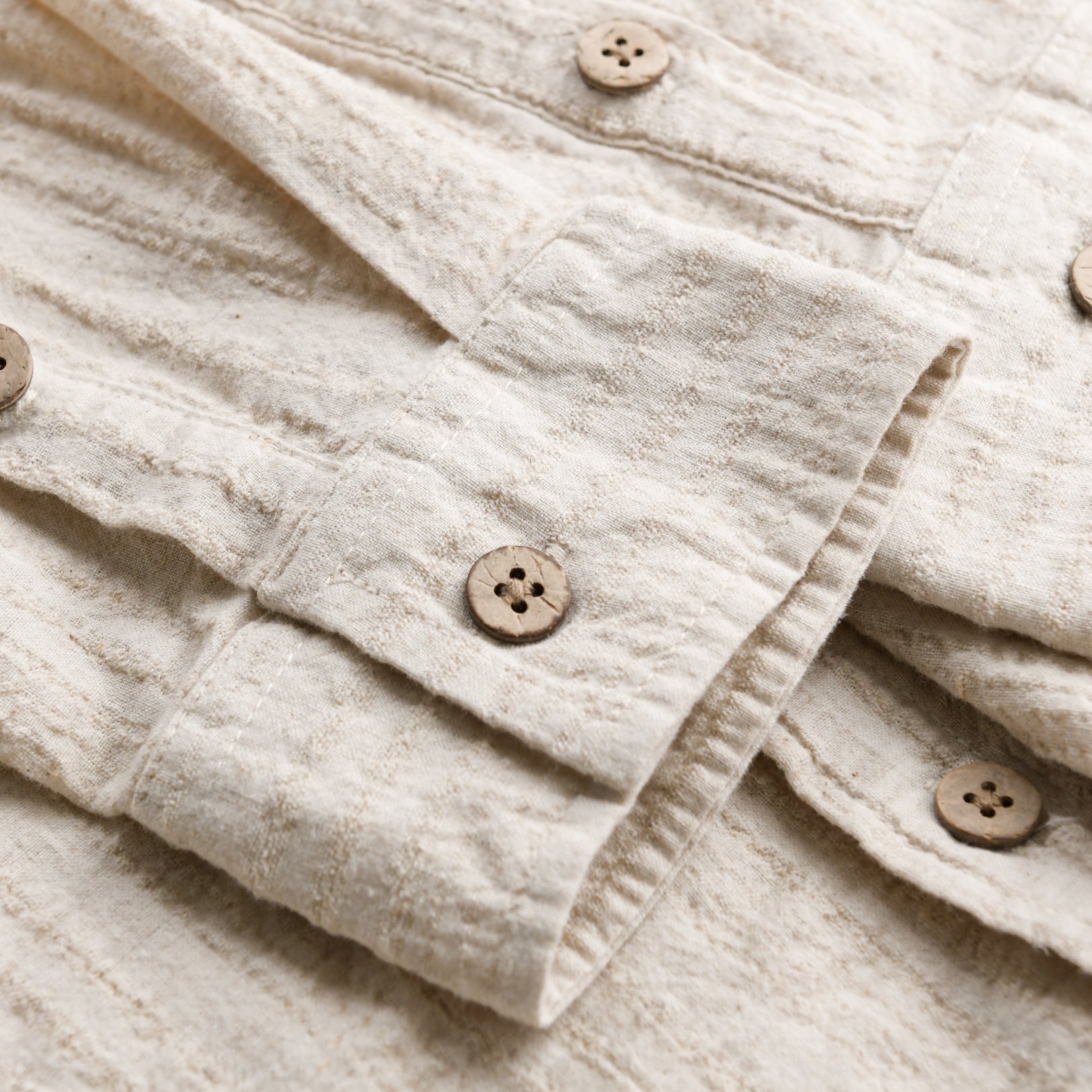 Men's Lightweight Textured Long Sleeve Shirt made of Linen-Cotton Blend Relaxed Fit with Chest Pocket Chichicherry