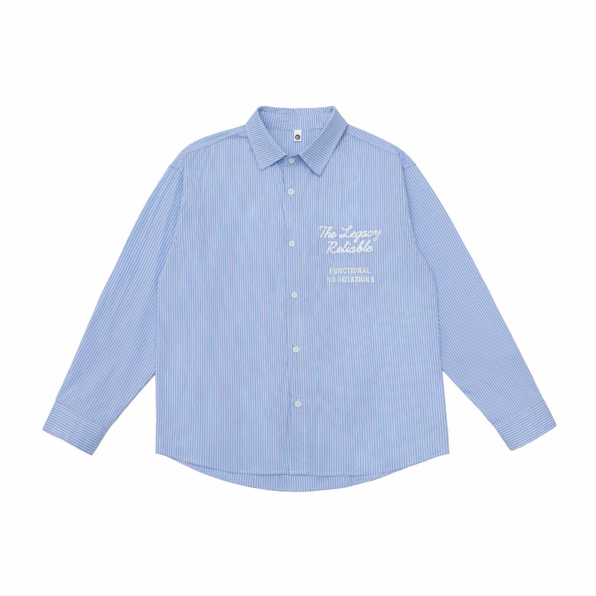 Unisex Oversize Striped Shirt with Stitch Detail and Kent Collar Chichicherry