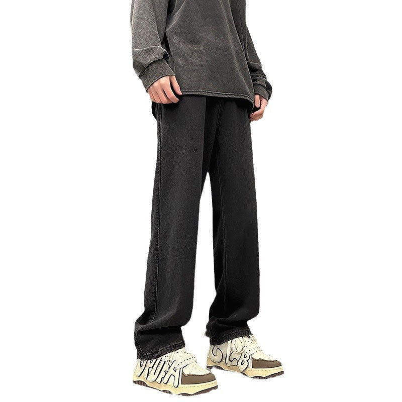 Men's Loose Vintage Denim Pants in Baggy Street Style with Front Pleat Chichicherry