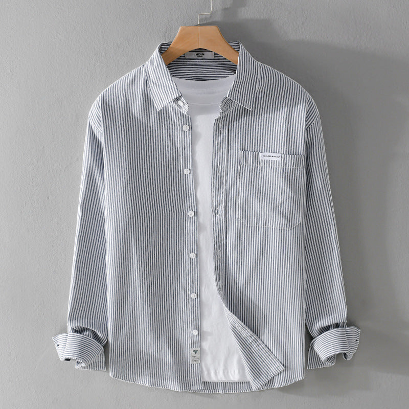 Men's Fine Cord Shirt in Overshirt Style with Chest Pocket, Relaxed Fit and Fine Wave Texture Chichicherry