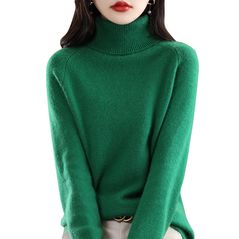 Women's Soft High Collar Sweater made of fluffy Wool Mix with Raglan Sleeves Chichicherry