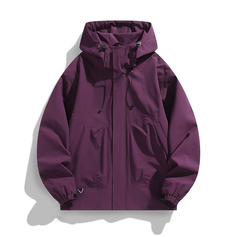 Men's Lightweight Wind and Water Resistant Hooded Jacket in Urban Utility Style with Concealed Zipper Placket Chichicherry