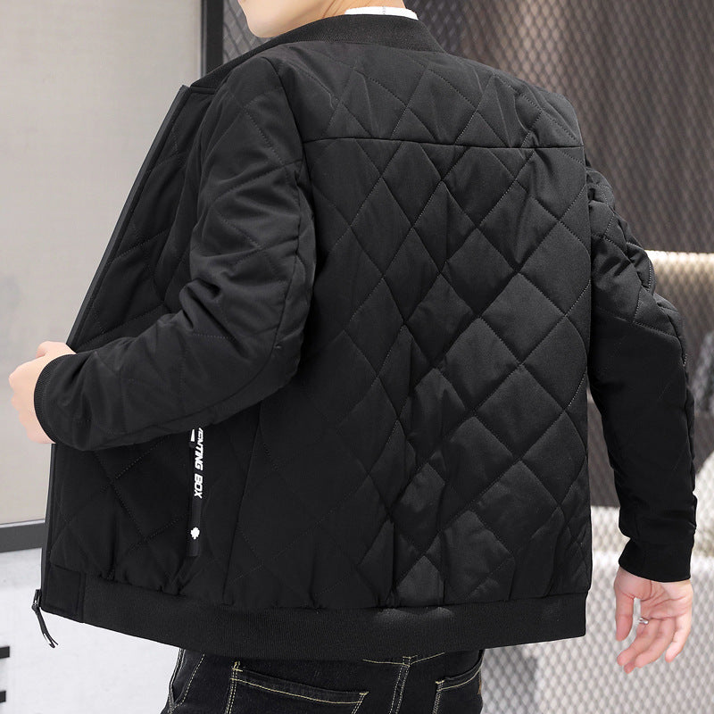 Men's quilted transitional jacket with diamond stitching, stand-up collar, and ribbed cuffs Chichicherry