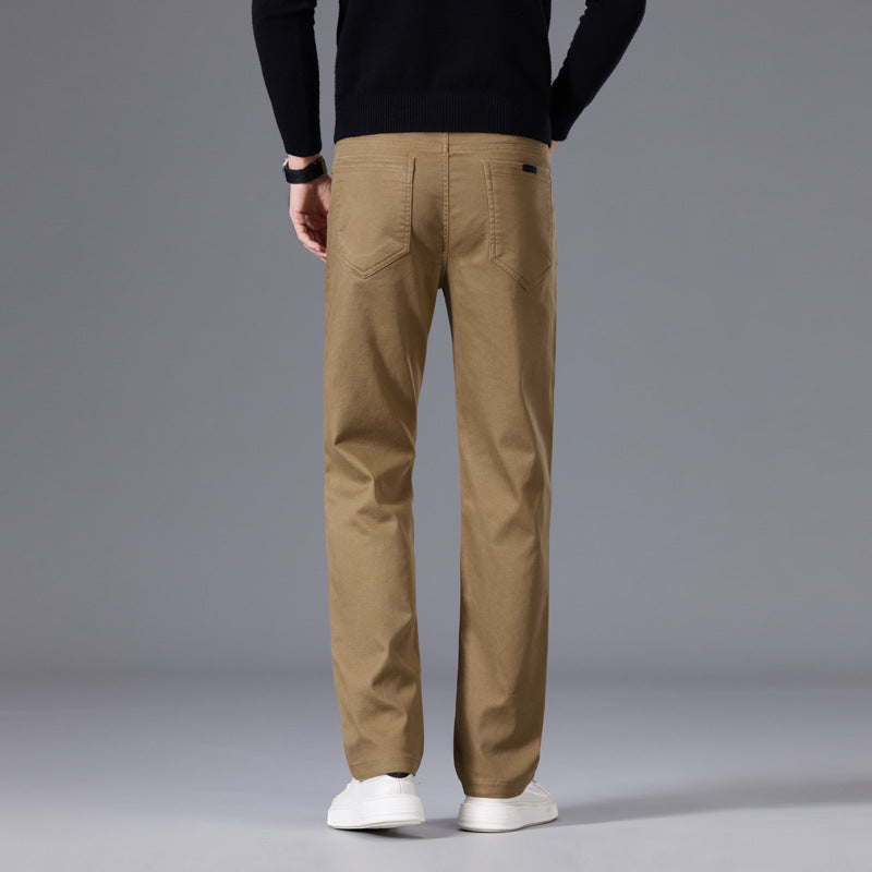 Men's Relaxed Cotton Twill Chino Pants with Straight Leg Chichicherry