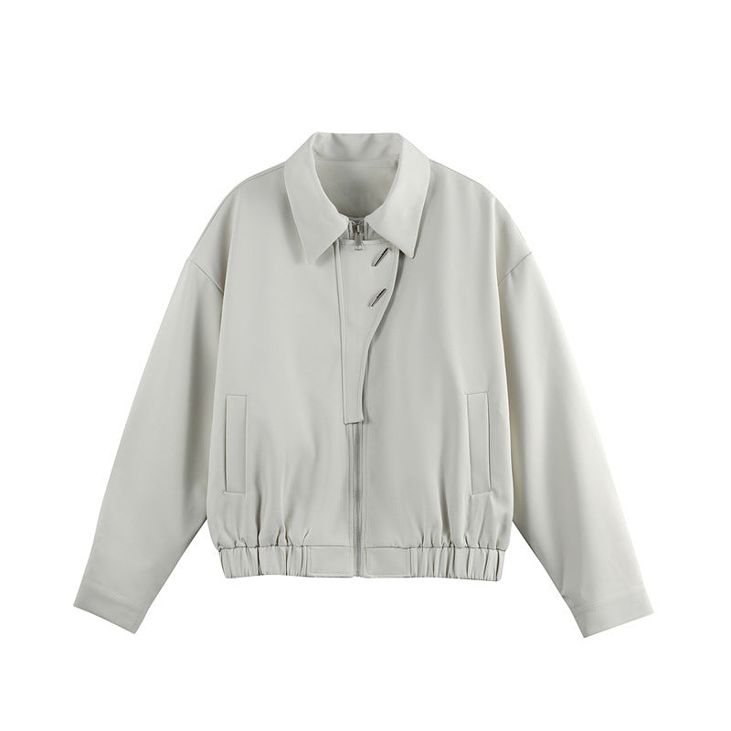Unisex Lightweight Blouson with Lapel Collar, Hidden Zipper and Elastic Hem Chichicherry