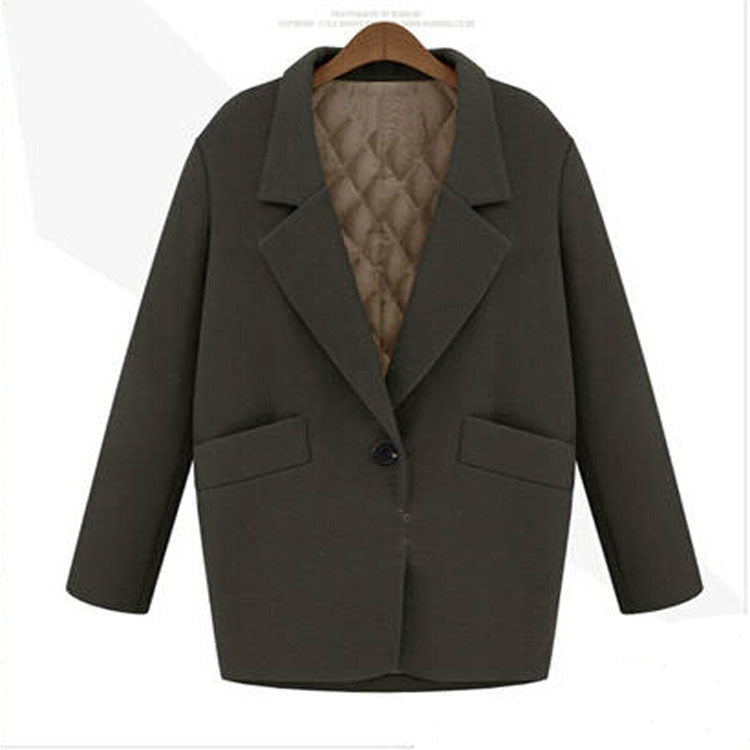 Women Oversized Wool Blend Short Coat with Quilted Lining and Flap Pockets Chichicherry