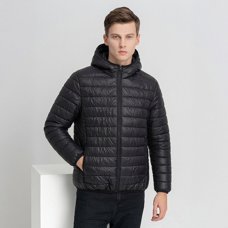 Men's Packable Minimalist Quilted Hooded Jacket with Water-Repellent Outer Layer & Thermofiber Chichicherry