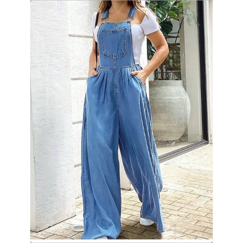 Ladies Wide Denim Overall in Palazzo Style Chichicherry