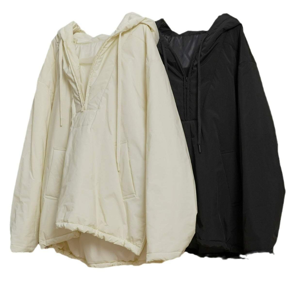 Women's Oversize Quilted Anorak with Hood and Kangaroo Pocket Chichicherry