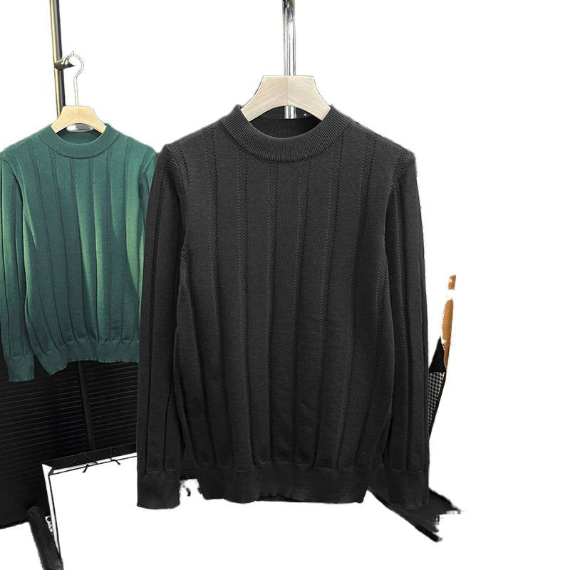 Herren Feinstrick-Pullover mit vertikaler Rippenstruktur und kurzem Stehkragen Chichicherry