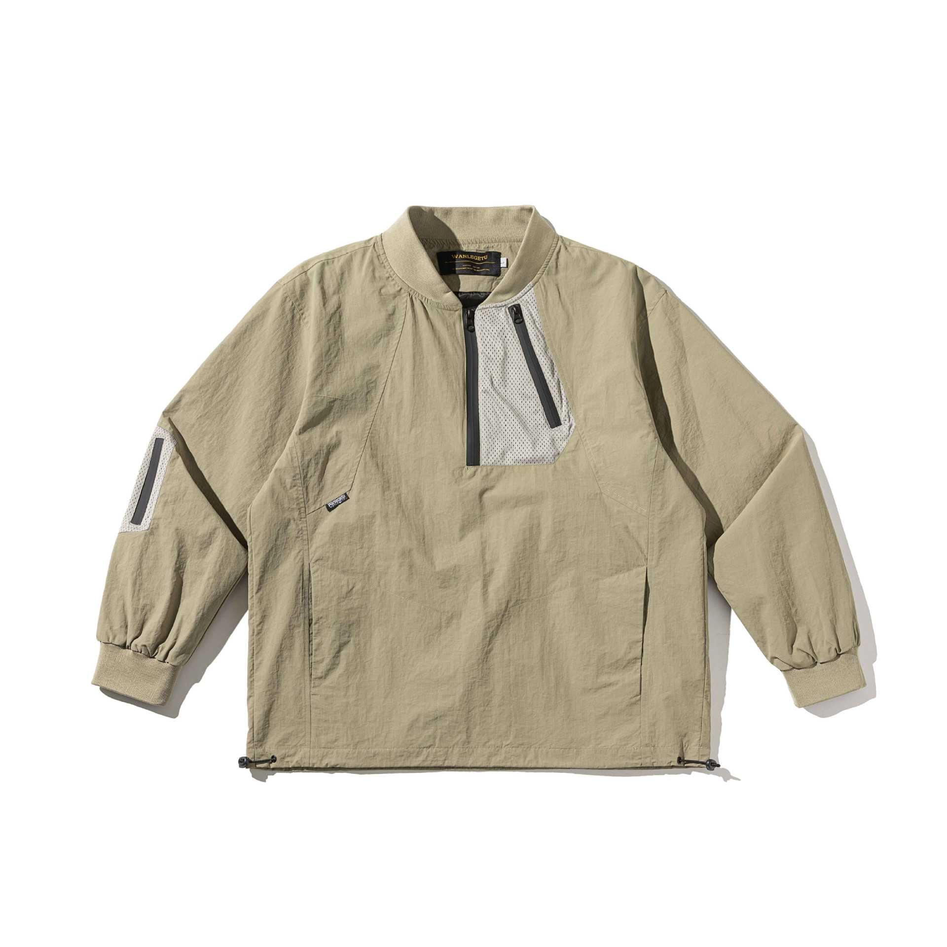 Unisex Technical Pullover Anorak with Half Zipper and Utility Pockets Chichicherry