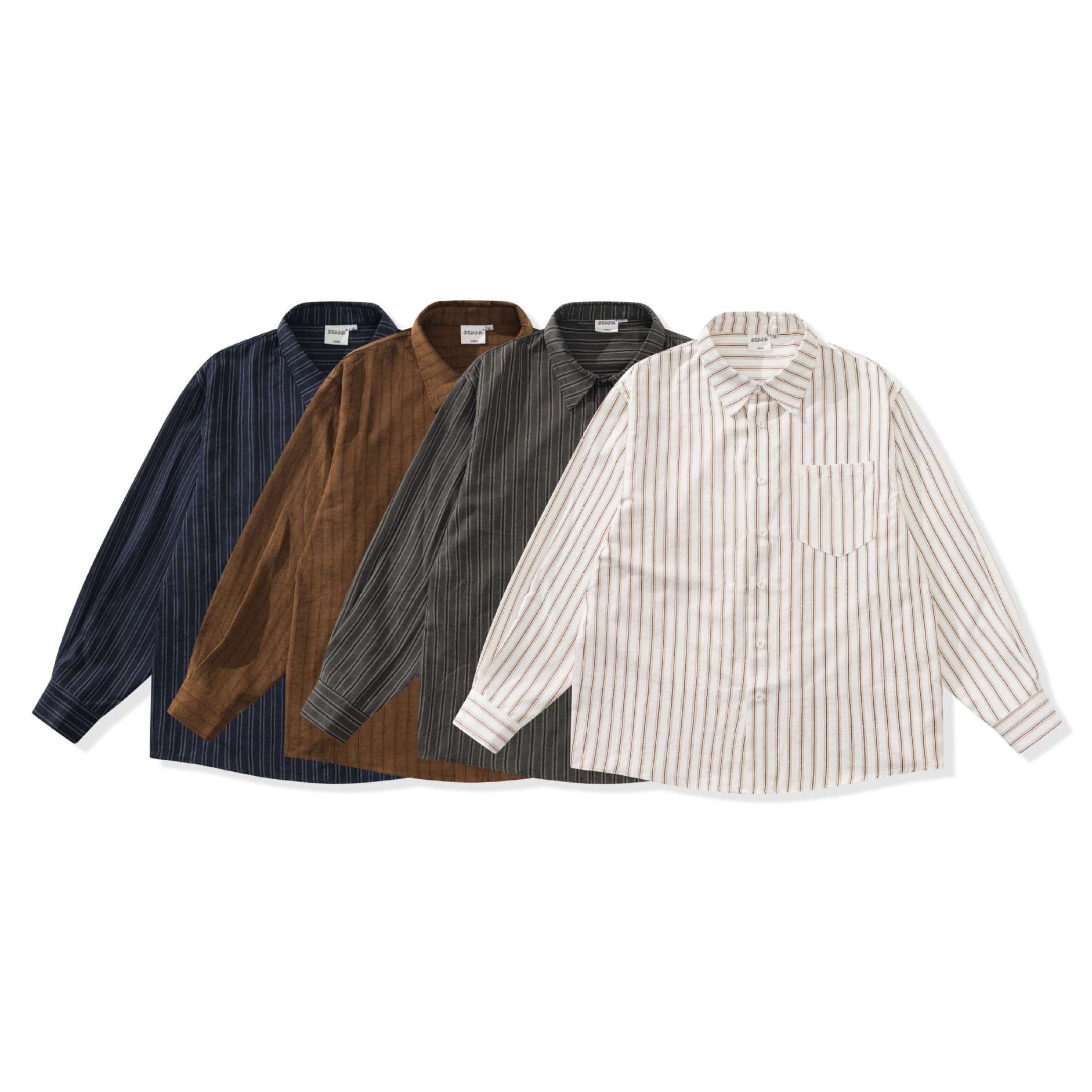 Men's relaxed overshirt in a boxy cut with fine vertical stripes and chest pocket Chichicherry