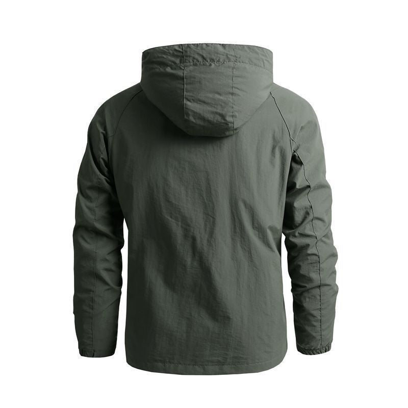 Men's lightweight technical hooded field jacket with chest zipper and multifunctional pockets Chichicherry