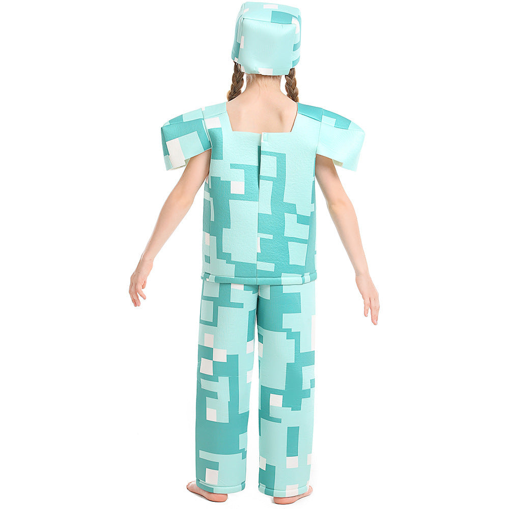 Girls Minecraft Costume with Geometric Pattern and Casual Fit Chichicherry