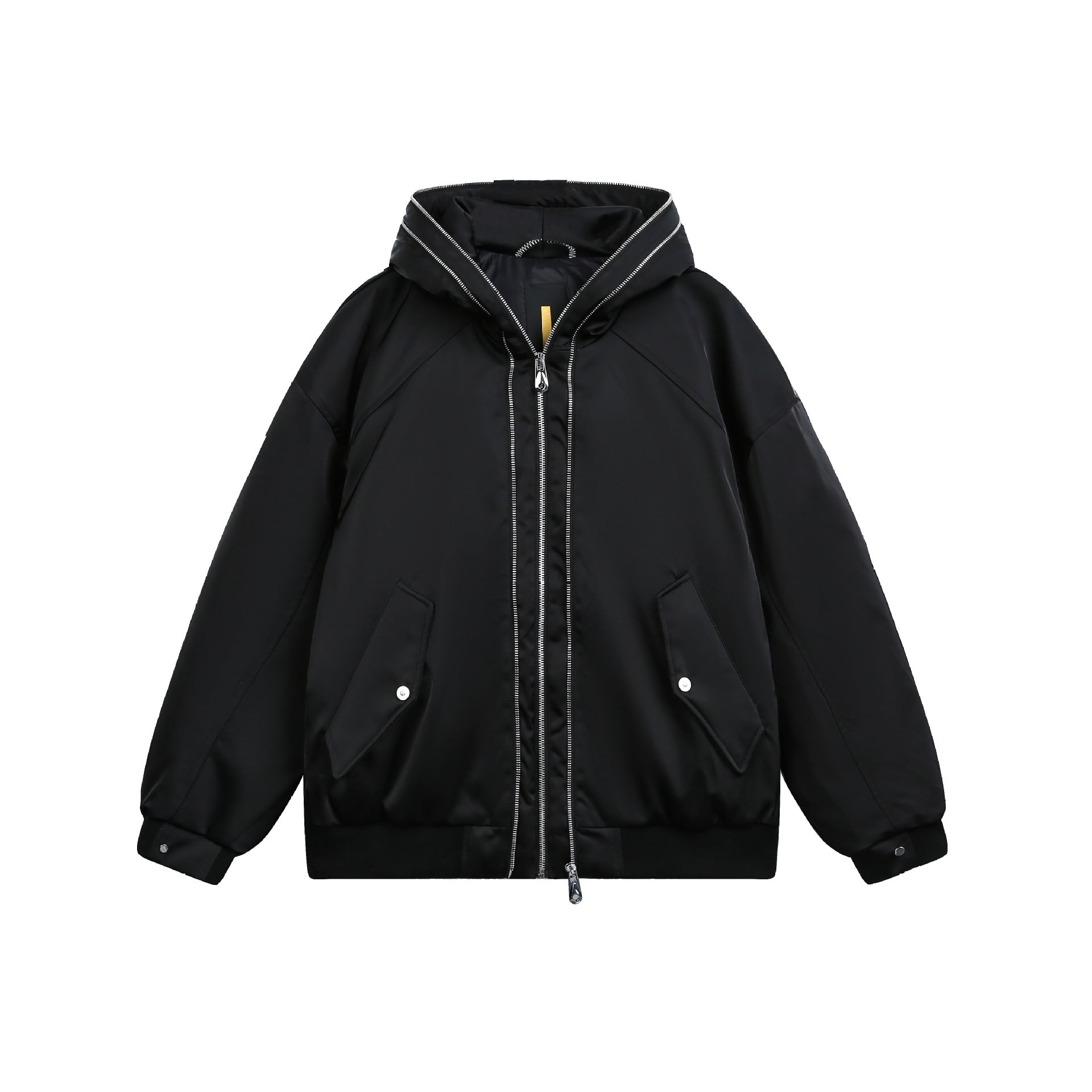 Men's Padded Oversized Bomber Jacket with Hood and Double Zipper Chichicherry