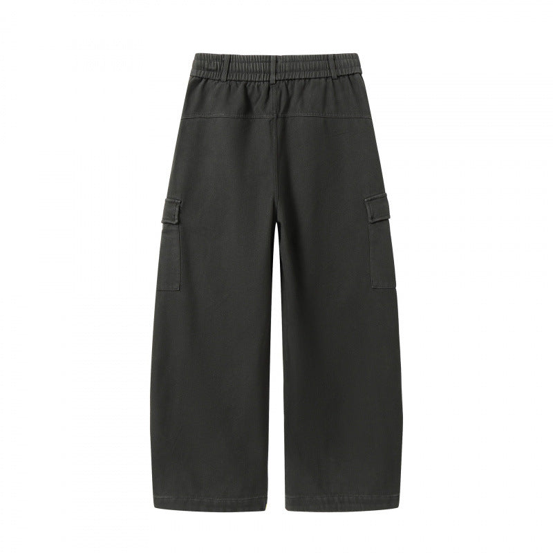 Women's Wide Cargo Pants with Drawstring Waistband, Flap Pockets, and Wide Leg Chichicherry