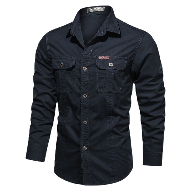 Men's sturdy canvas work shirt with chest flap pockets and shirt collar Chichicherry