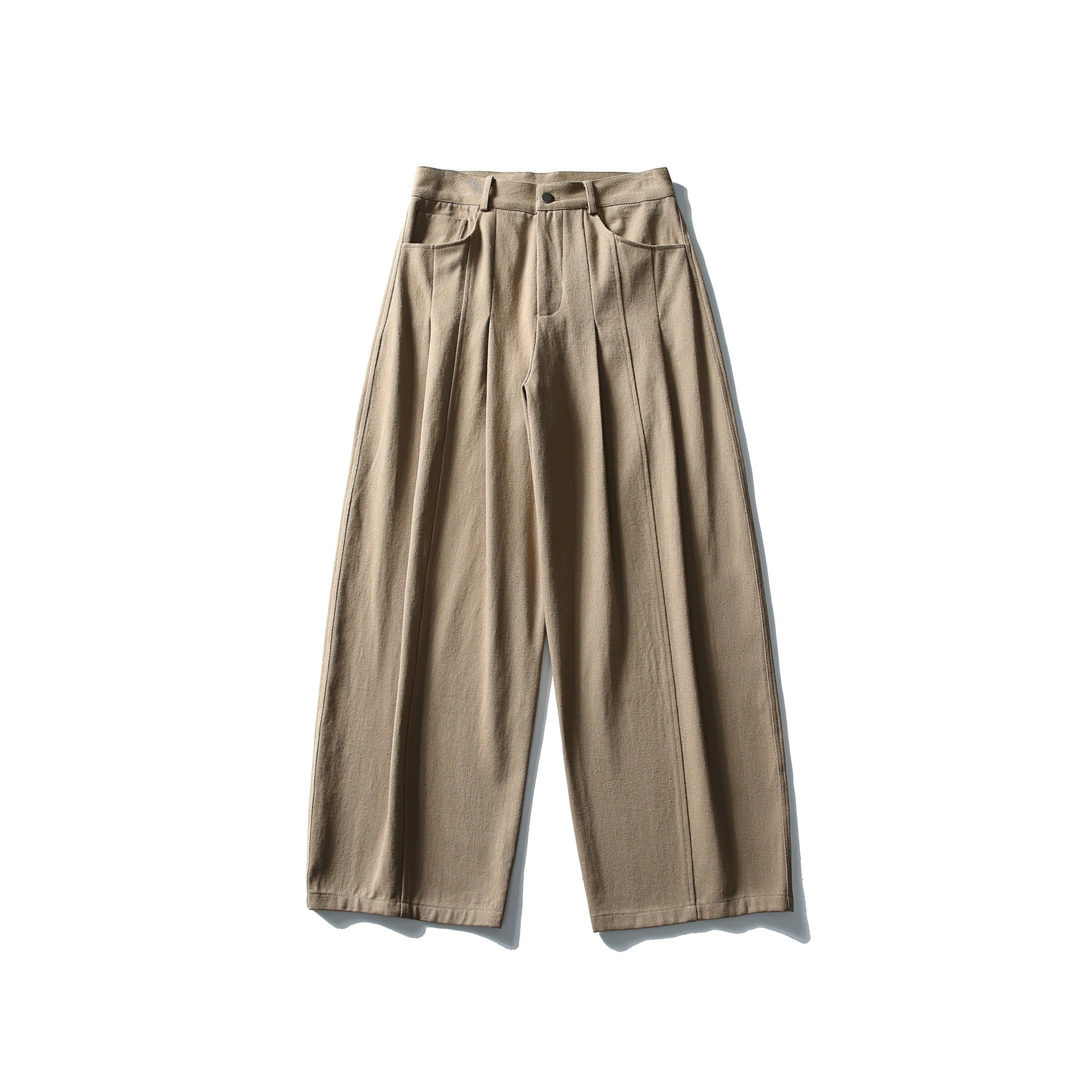 Women's High-Waisted Culotte Pants with Visible Crease and Wide Cropped Leg Chichicherry