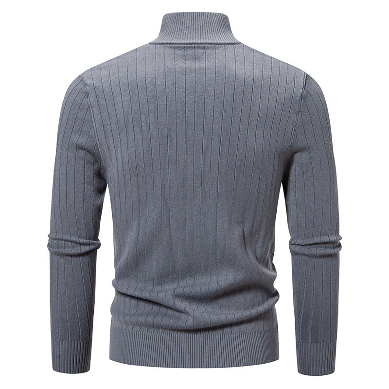 Men's slim fit fine knit zip jacket with stand-up collar and distinctive rib structure Chichicherry