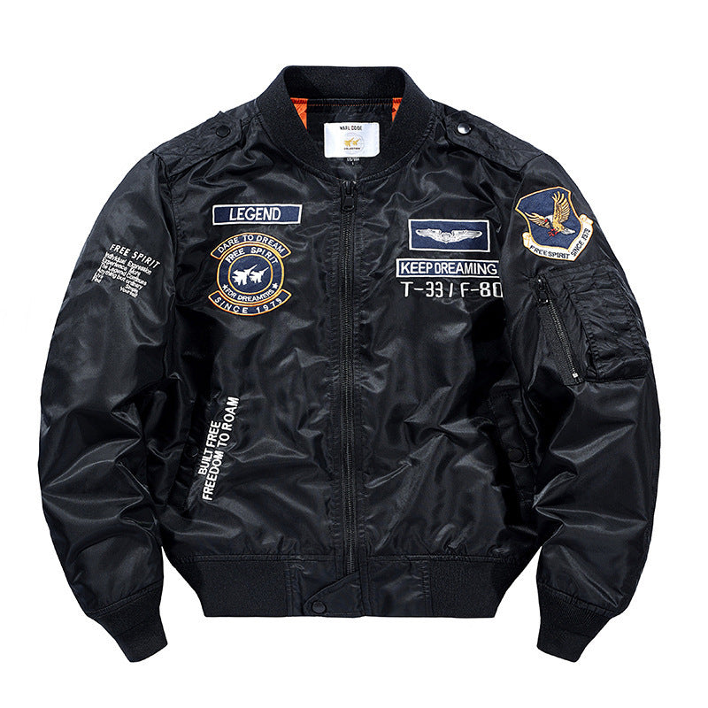 Men's bomber jacket pilot jacket with embroidered pilot appliqués and wind-resistant nylon Chichicherry