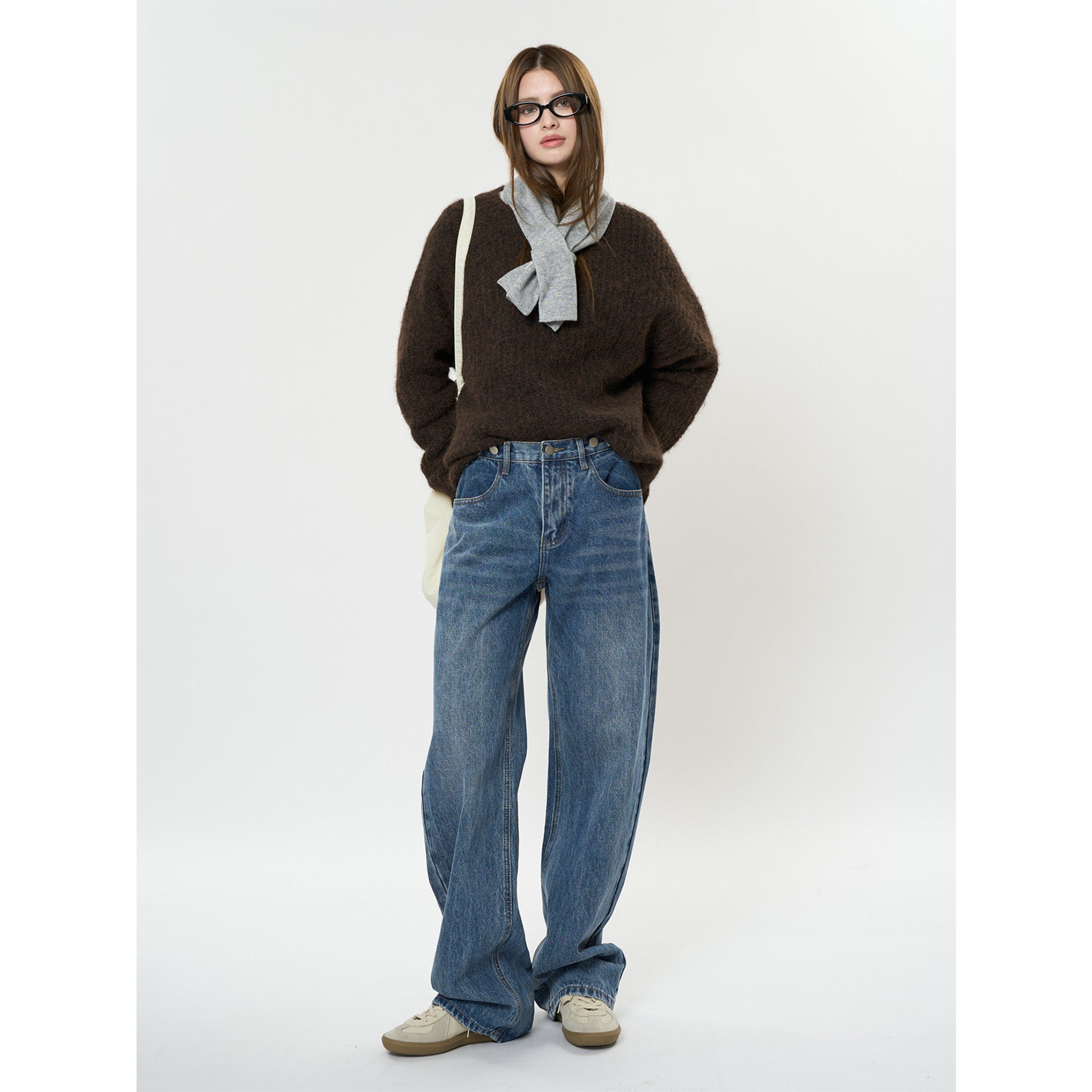 Women's Relaxed Vintage Denim Baggy Jeans with High Waist and Extra Wide Leg Chichicherry
