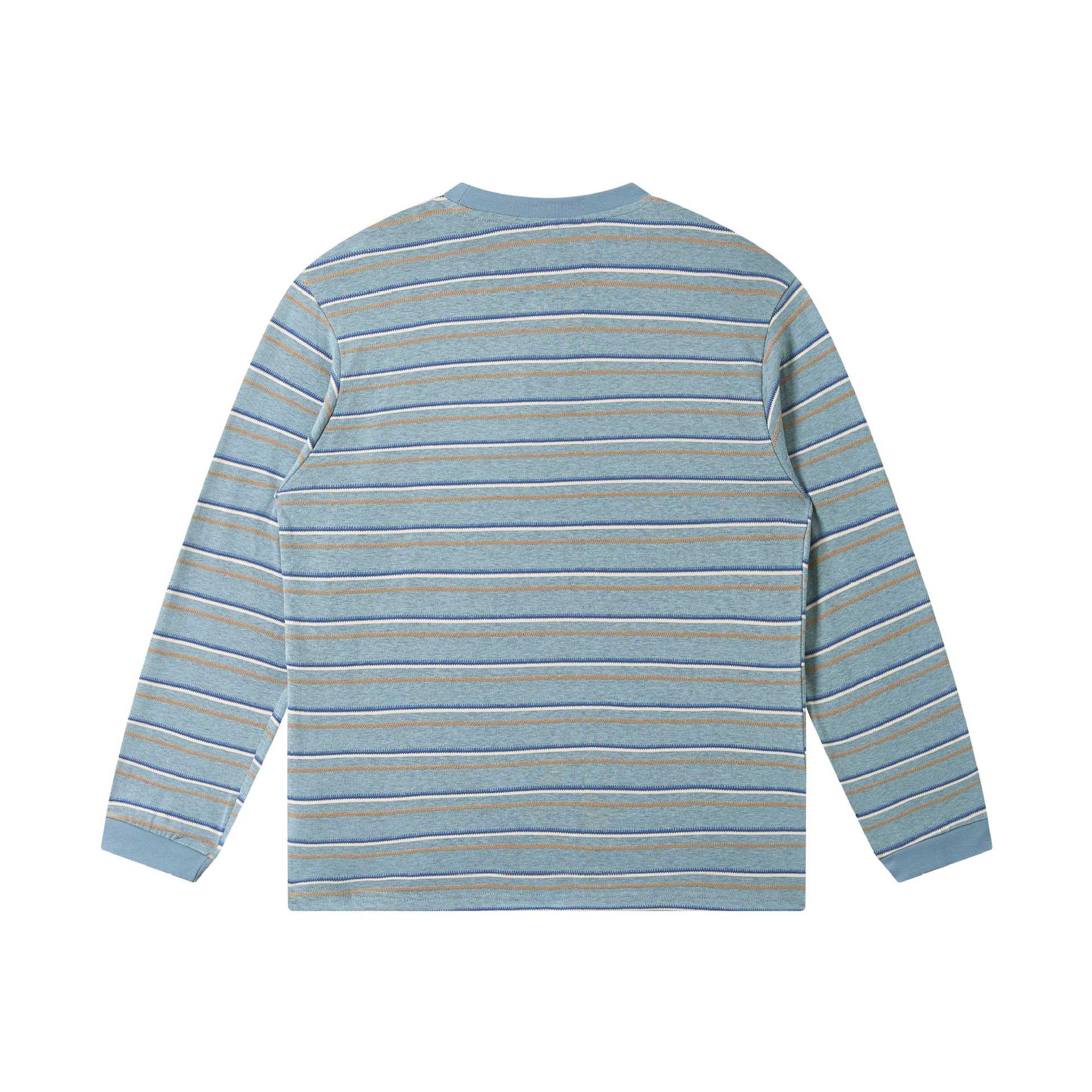 Unisex finely knitted long sleeve shirt with striped structure and ribbed round neck Chichicherry