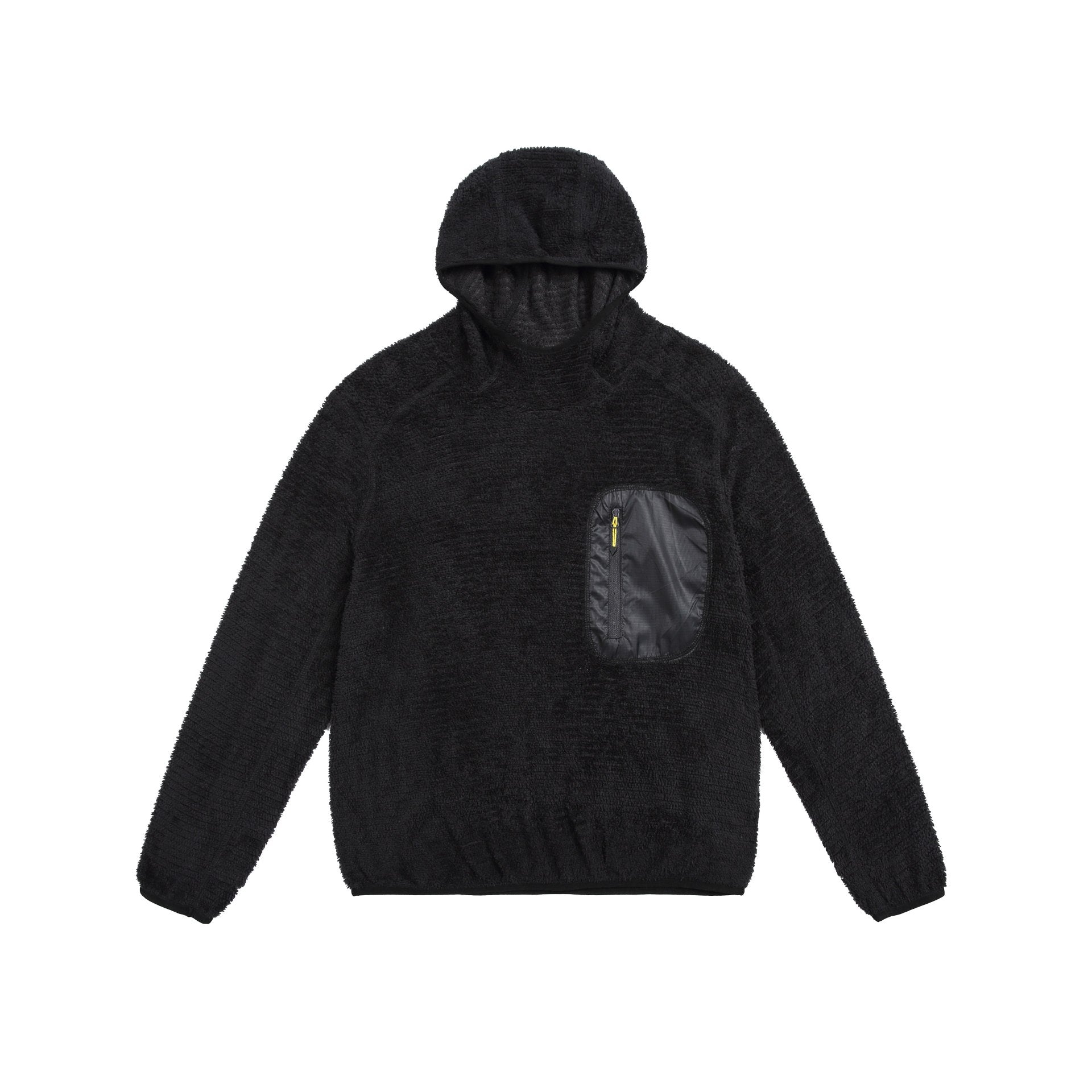 Unisex cozy hooded fleece pullover with chest zip pocket and elastic hem Chichicherry