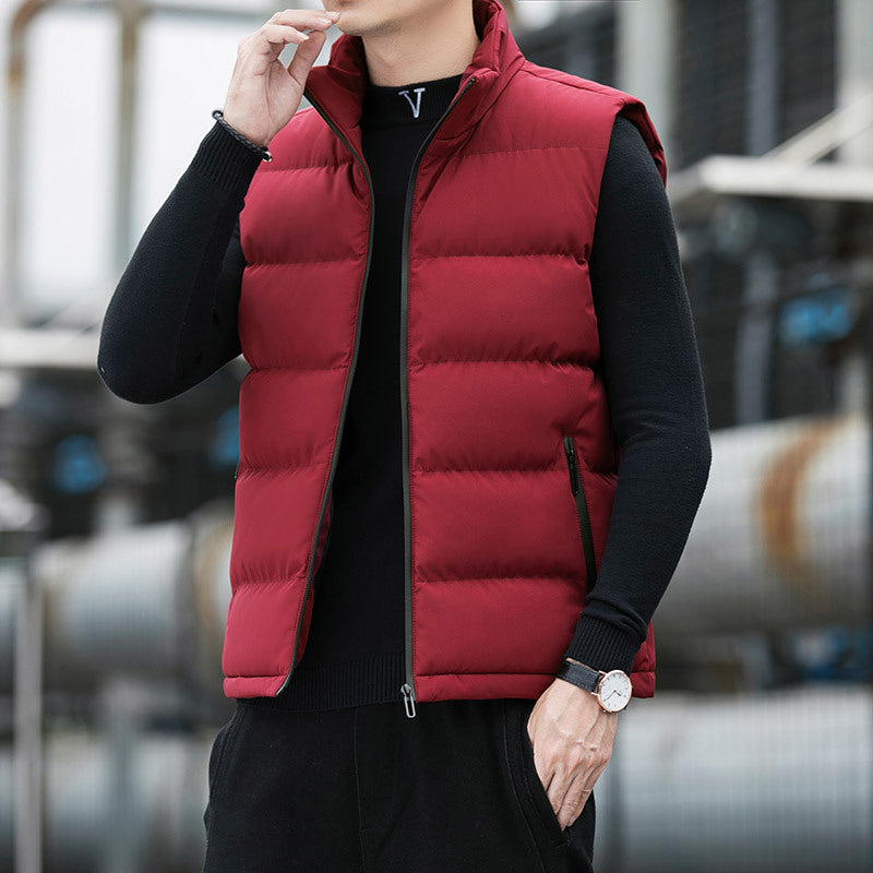 Men's padded quilted thermal vest with stand-up collar, side zip pockets & windproof exterior Chichicherry