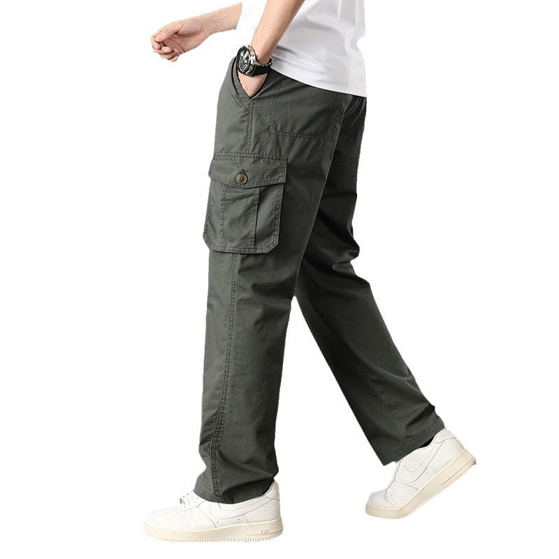 Men's Casual Canvas Cargo Pants with Large Flap Pockets, Relaxed Fit & Reinforced Seams Chichicherry