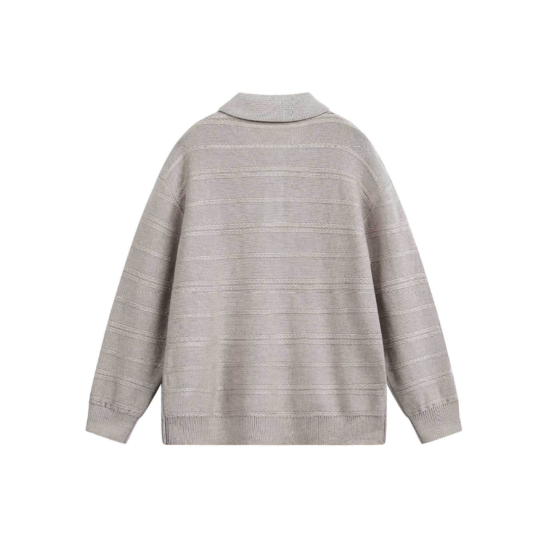 Unisex Knit Polo with Structured Stripes and Three-Button Placket Chichicherry