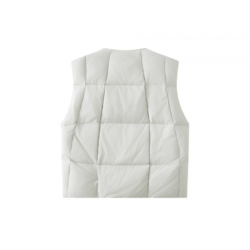 Unisex Quilted lightweight quilted vest with round neckline and two-way zipper Chichicherry