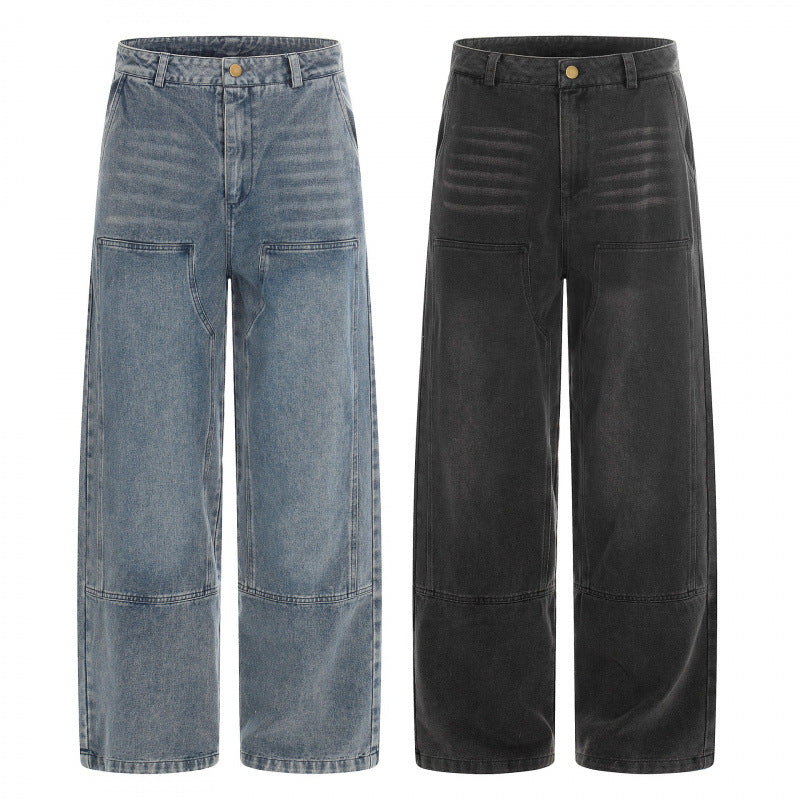 Women's high-cut wide-leg jeans in utility style with patch pockets Chichicherry