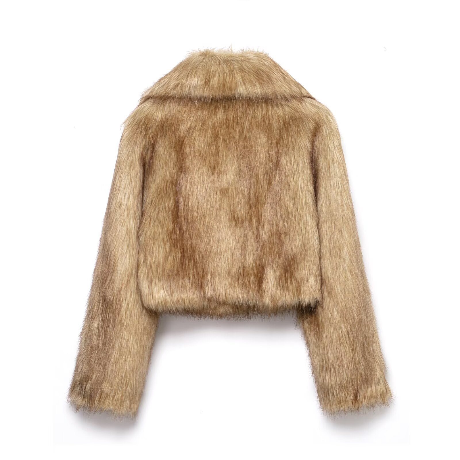 Women Short Oversized Faux Fur Bolero with Wide Shawl Collar Chichicherry