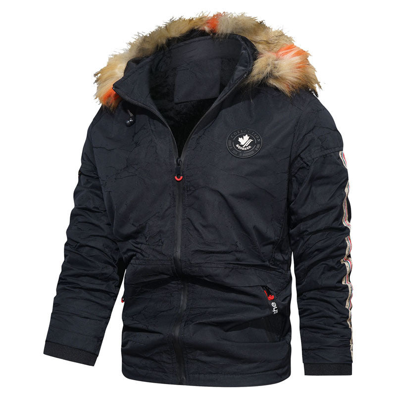 Men's hooded parka with faux fur trim, windproof outer shell and quilted thermal lining Chichicherry