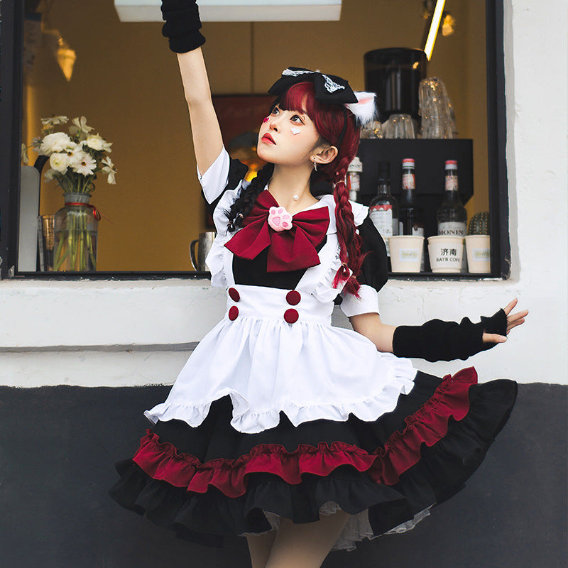 Girl Catgirl Costume with Ruffles and Cat Ears Chichicherry