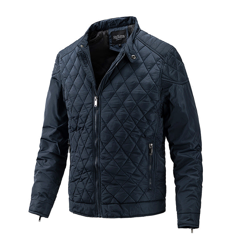 Men's quilted transitional jacket with diamond quilting, stand-up collar and zipper Chichicherry