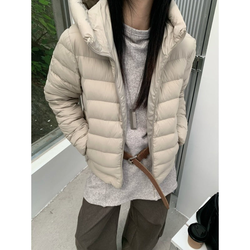 Women's quilted down jacket with high collar and light thermal insulation Chichicherry