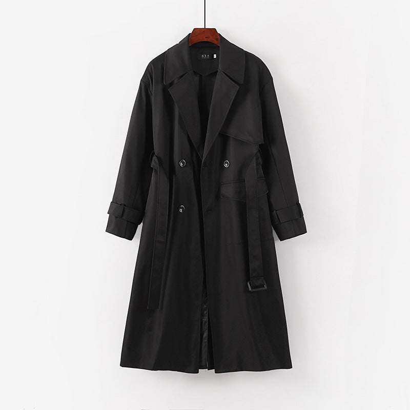 Women Longer tailored trench coat with tie belt and wide shawl collar Chichicherry