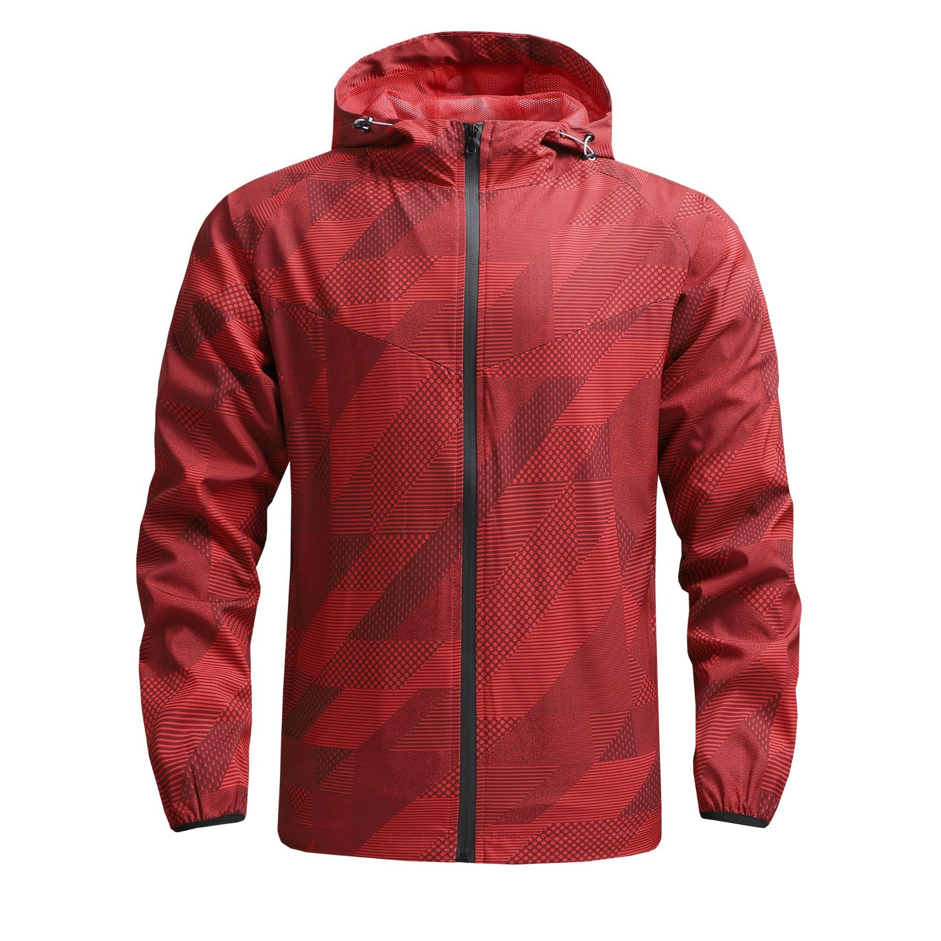 Men's ultralight breathable windbreaker with hood and reflective geometry print Chichicherry