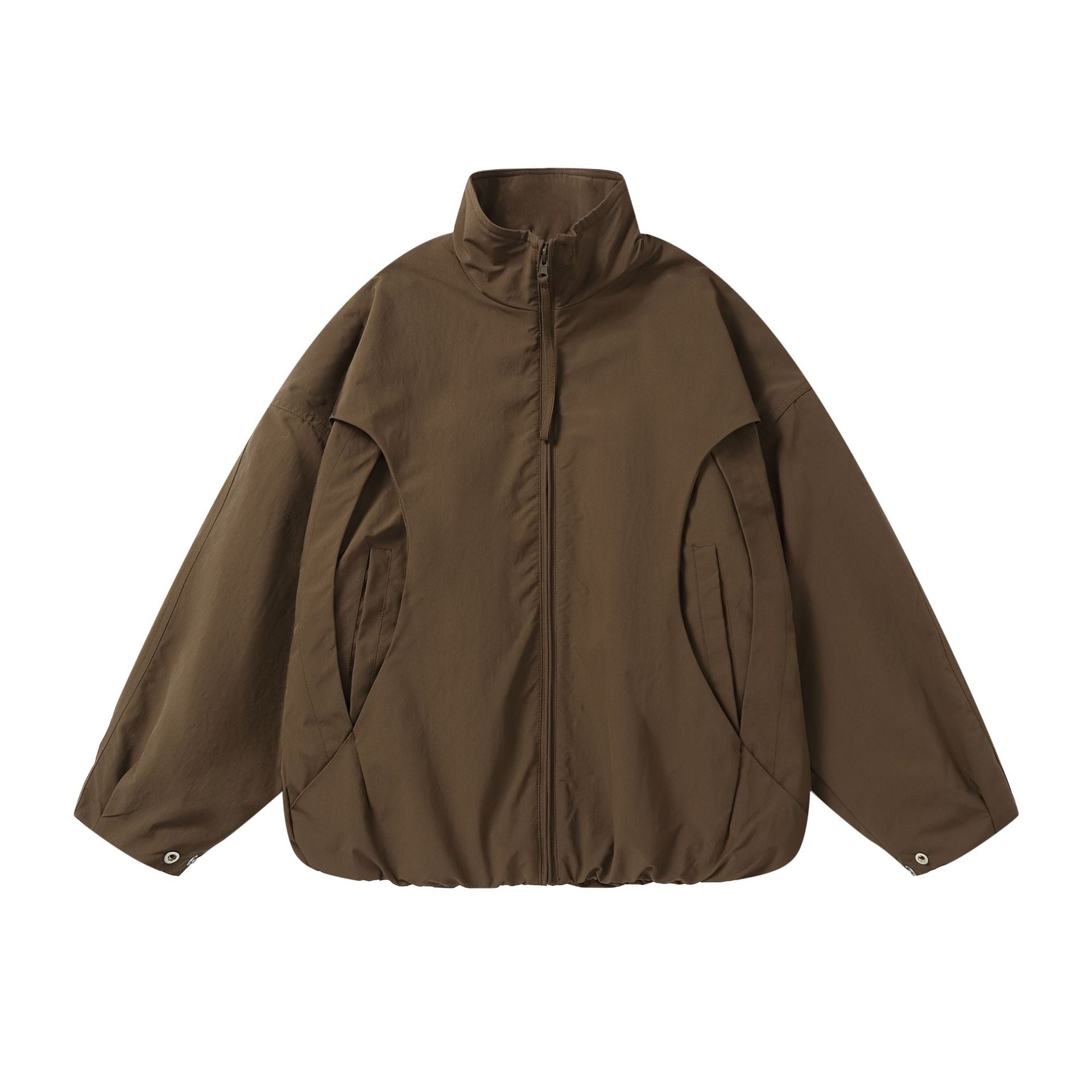 Unisex Boxy Short Jacket with High Stand-Up Collar and Balloon Sleeves Chichicherry