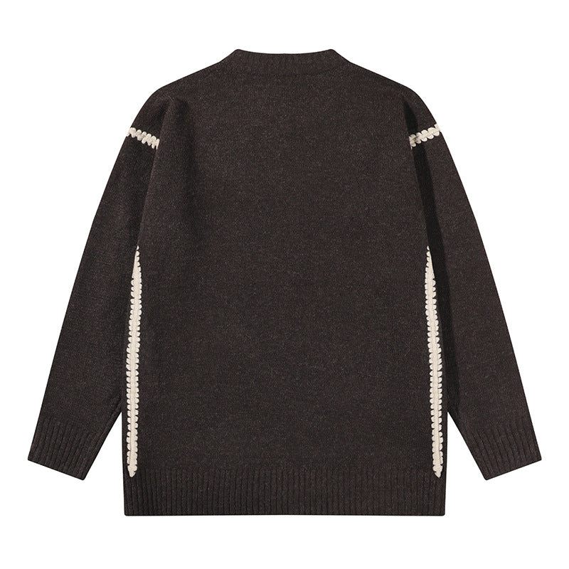 Unisex Oversize Feinstrick-Pullover mit Rundhalsausschnitt und Rippenbündchen Chichicherry