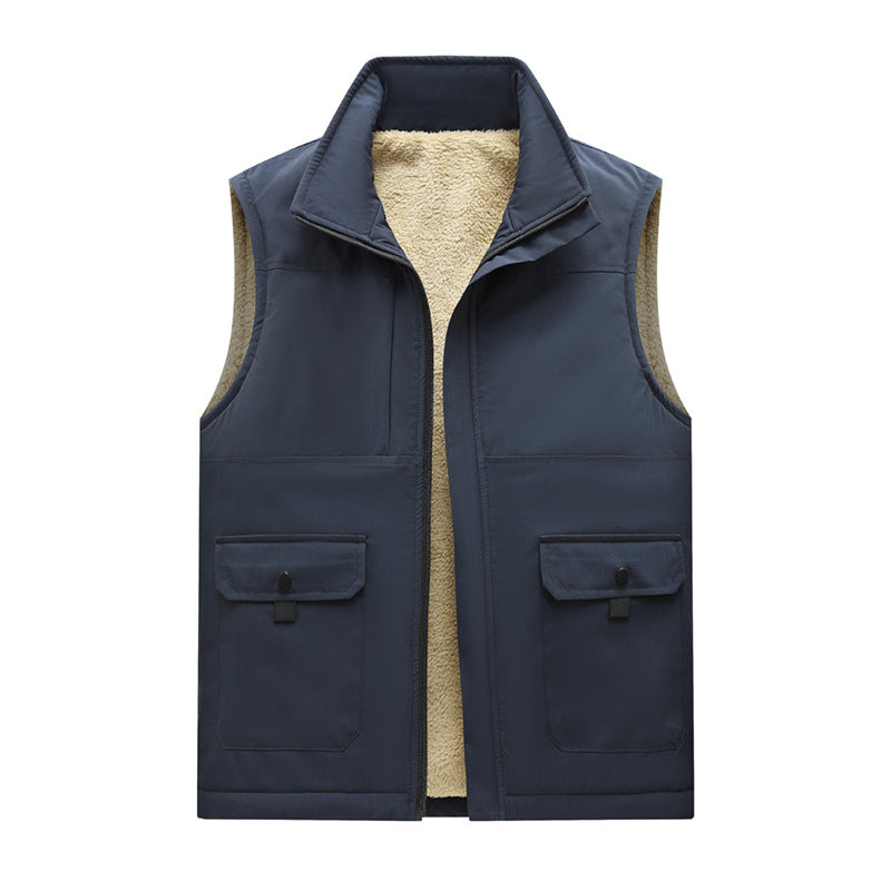 Men's Insulated Outdoor Utility Vest with Teddy Lining and Front Flap Pockets Chichicherry