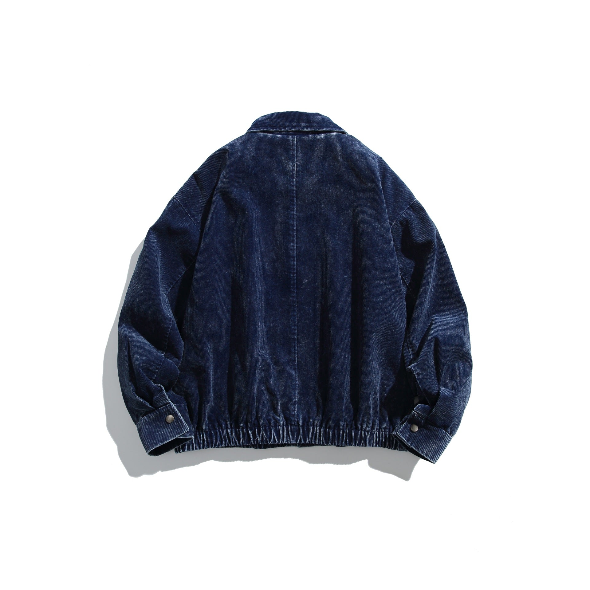 Unisex Corduroy Bomber Jacket with Zipper and Elastic Hem Chichicherry