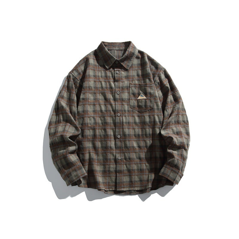 Men's Checked Flannel Shirt Jacket in Overshirt Look with Chest Pocket Chichicherry