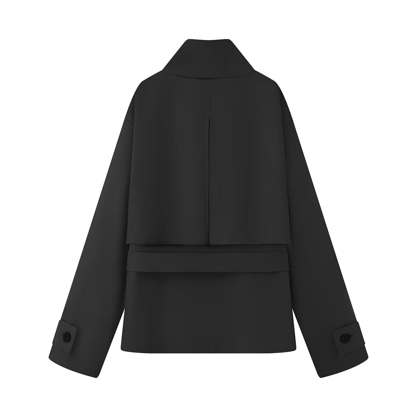Women's Short Jacket in Utility Style with Waist Belt and Flap Pockets Chichicherry