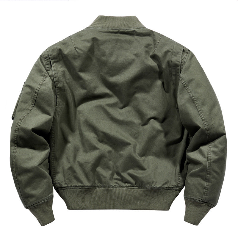 Men's Short-Cut Canvas Bomber Jacket in Utility-Field Style with Pocket Organizer Chichicherry