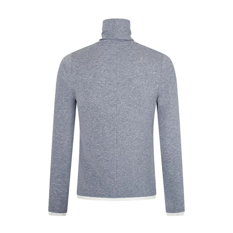 Men's Slim-Fit Turtleneck Fine Knit Shirt with Melange Jersey and Stretch Chichicherry