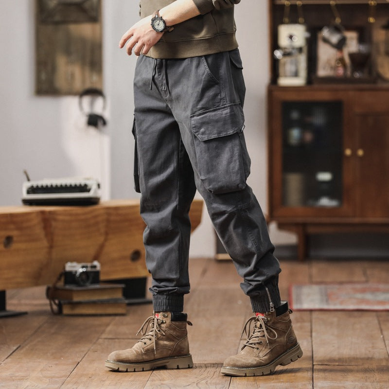 Men's Cargo Jogging Pants with Toggle Pockets, Drawstring Waistband and Gathered Cuffs Chichicherry